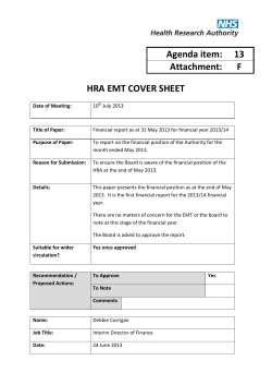 Agenda item:  13 Attachment:  F HRA EMT COVER SHEET
