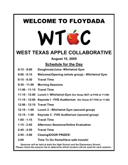 WT C WELCOME TO FLOYDADA WEST TEXAS APPLE COLLABORATIVE Schedule for the Day