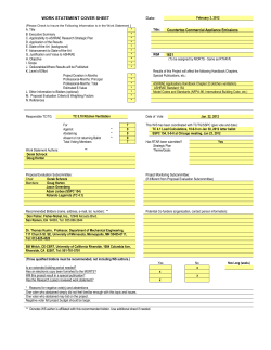 WORK STATEMENT COVER SHEET Countertop Commercial Appliance Emissions Date: