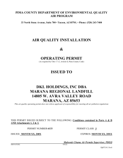 AIR QUALITY INSTALLATION  &amp; OPERATING PERMIT