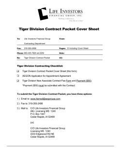 Tiger Division Contract Packet Cover Sheet