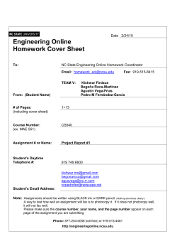 Engineering Online Homework Cover Sheet