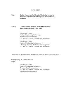 COVER SHEET  Title: Design Framework for Vibration Monitoring Systems for