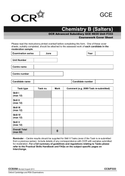 GCE Chemistry B (Salters) OCR Advanced Subsidiary GCE H035 Unit F333