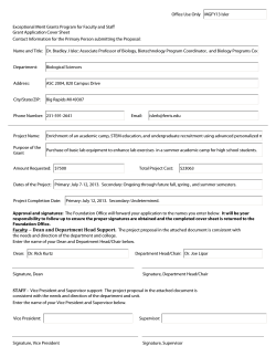 Office Use Only MGFY13 Isler Grant Application Cover Sheet