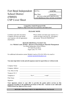 Fort Bend Independent School District (FBISD) CSP Cover Sheet
