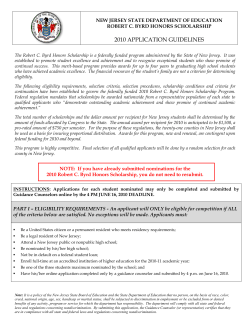 2010 APPLICATION GUIDELINES NEW JERSEY STATE DEPARTMENT OF EDUCATION