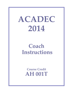 ACADEC 2014 Coach Instructions