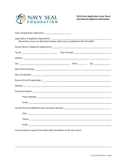 2014 Grant Application Cover Sheet and General Applicant Information