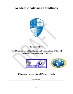 Academic Advising Handbook Cheyney University of Pennsylvania Sponsored by