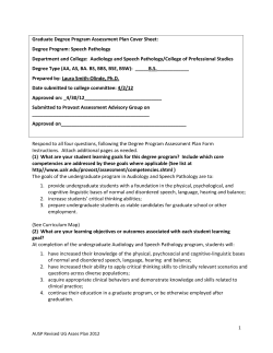 Graduate Degree Program Assessment Plan Cover Sheet: Degree Program: Speech Pathology