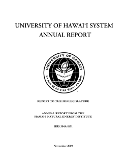 REPORT TO THE 2010 LEGISLATURE  ANNUAL REPORT FROM THE