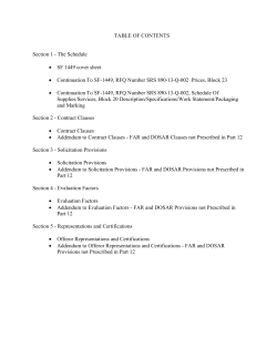 TABLE OF CONTENTS Section 1 - The Schedule SF 1449 cover sheet