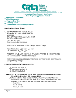 International Tutor Program Certification New Program Application Packet __Application Cover Sheet