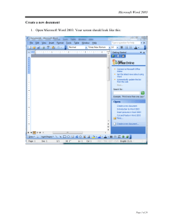 Microsoft Word 2003  Create a new document