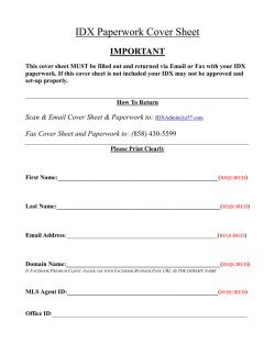 IDX Paperwork Cover Sheet IMPORTANT