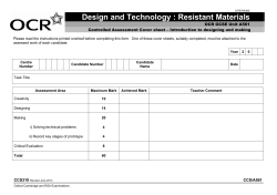 Design and Technology : Resistant Materials  OCR GCSE Unit A561