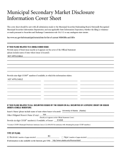Municipal Secondary Market Disclosure Information Cover Sheet