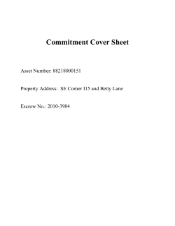 Commitment Cover Sheet Asset Number: 88218000151