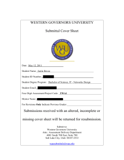 WESTERN GOVERNORS UNIVERSITY Submittal Cover Sheet