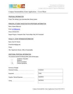 Campus Sustainability Grant Application – Cover Sheet U G