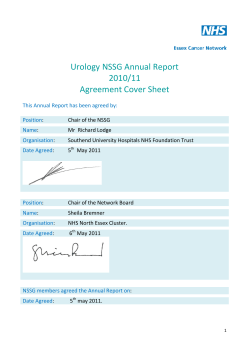Urology NSSG Annual Report 2010/11 Agreement Cover Sheet
