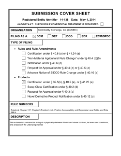 SUBMISSION COVER SHEET  “