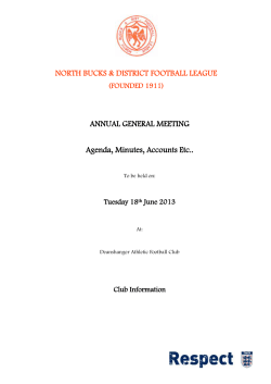 NORTH BUCKS &amp; DISTRICT FOOTBALL LEAGUE ANNUAL GENERAL MEETING
