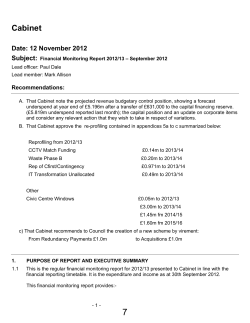 Cabinet  Date: 12 November 2012 Subject:
