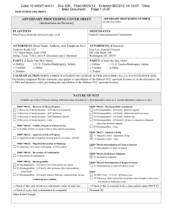 ADVERSARY PROCEEDING COVER SHEET (Instructions on Reverse)  Debtor