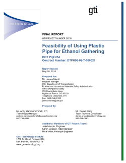 Feasibility of Using Plastic Pipe for Ethanol Gathering DOT Prj# 254