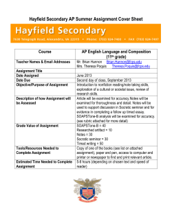 Hayfield Secondary AP Summer Assignment Cover Sheet Course (11