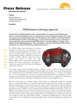 ITER blanket technology approved