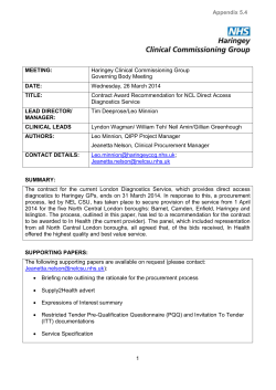 Haringey Clinical Commissioning Group Governing Body Meeting Wednesday, 26 March 2014