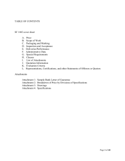 TABLE OF CONTENTS SF 1442 cover sheet A.   Price