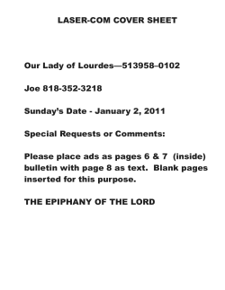LASER-COM COVER SHEET  Our Lady of Lourdes—513958–0102 Joe 818-352-3218