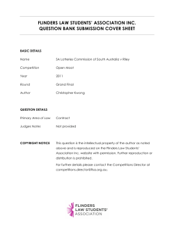 FLINDERS LAW STUDENTS’ ASSOCIATION INC. QUESTION BANK SUBMISSION COVER SHEET