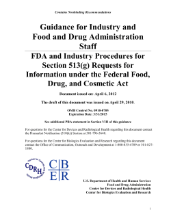 Guidance for Industry and Food and Drug Administration Staff