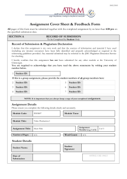 Assignment Cover Sheet &amp; Feedback Form  SECTION A