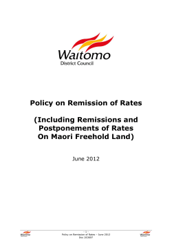 Policy on Remission of Rates (Including Remissions and Postponements of Rates