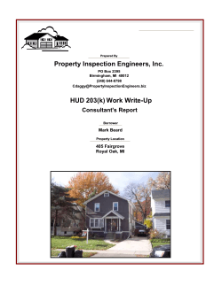 Property Inspection Engineers, Inc. HUD 203(k) Work Write-Up Consultant's Report