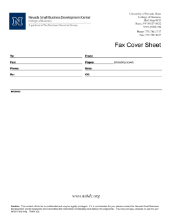 Fax Cover Sheet www.nsbdc.org University of Nevada, Reno College of Business