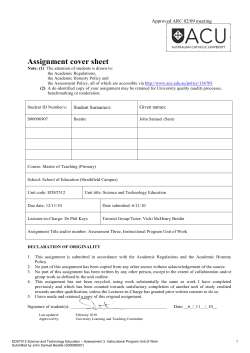 Assignment cover sheet Approved ARC 02/09 meeting