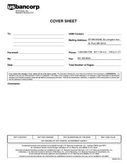 COVER SHEET To: USBI Contact: Mailing Address:
