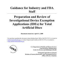 Guidance for Industry and FDA Staff Preparation and Review of Investigational Device Exemption