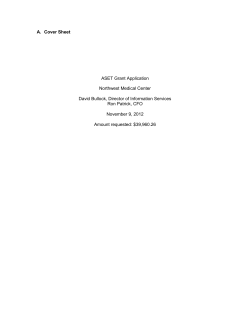 A.  Cover Sheet  ASET Grant Application Northwest Medical Center