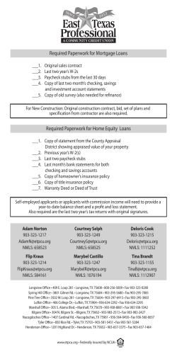 Required Paperwork for Mortgage Loans