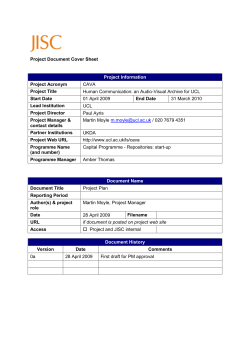 Project Document Cover Sheet Project Acronym Project Title Start Date