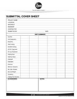 SUBMITTAL COVER SHEET UNIT SUMMARY PROJECT NAME LOCATION