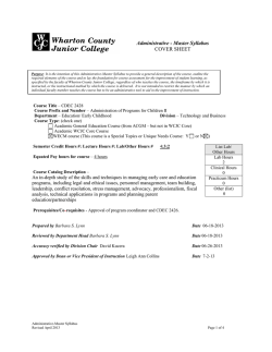 COVER SHEET  Administrative - Master Syllabus